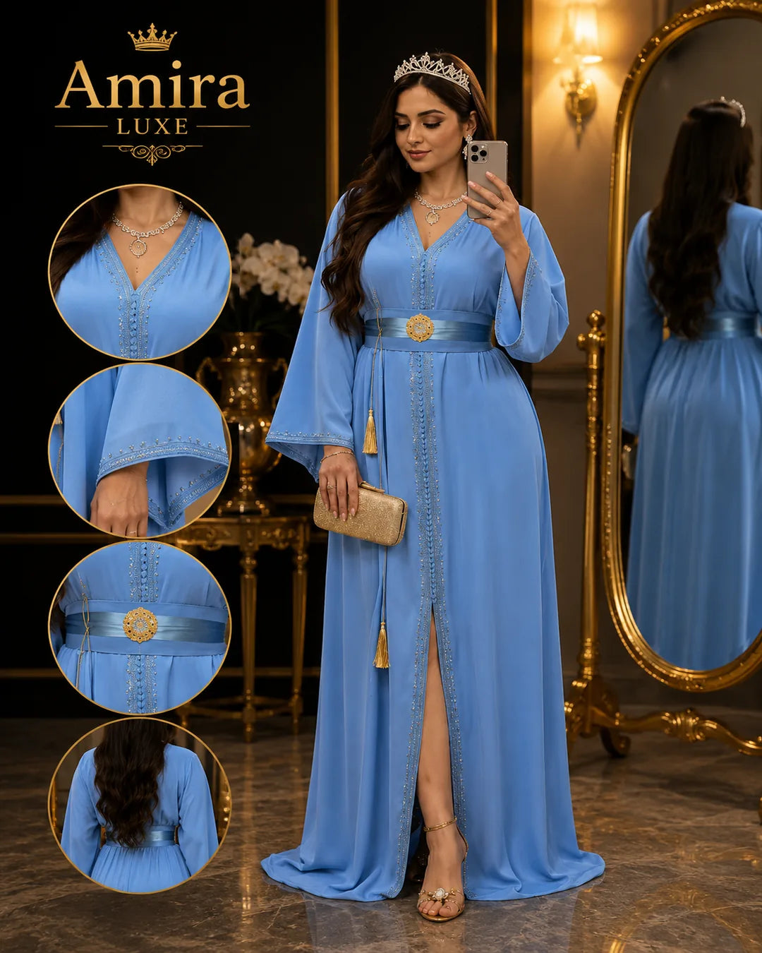 Caftan Royale Ceinturé – Broderie d’Agate, Sfifa & Aakad Impérial